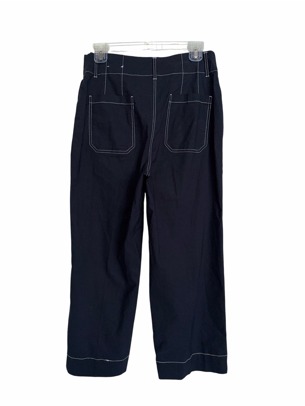 Nicole Miller Navy Contrast-Stitch Ankle Pants Size 6 - Picture 4 of 8